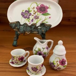 Two sets of miniature tea sets